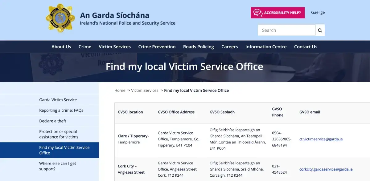 victim service office