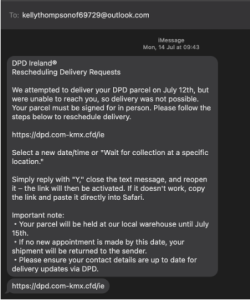 Delivery text scam